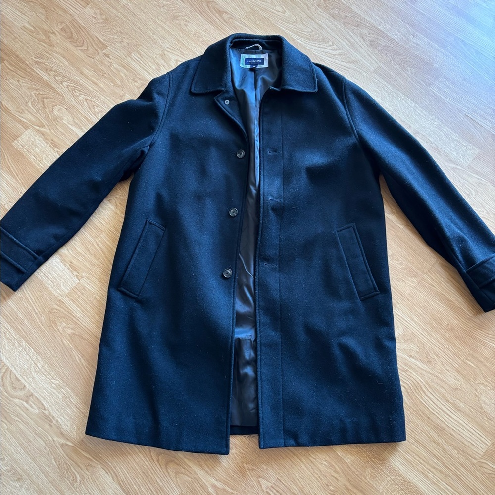 Lands End Men's Black Pea Coat